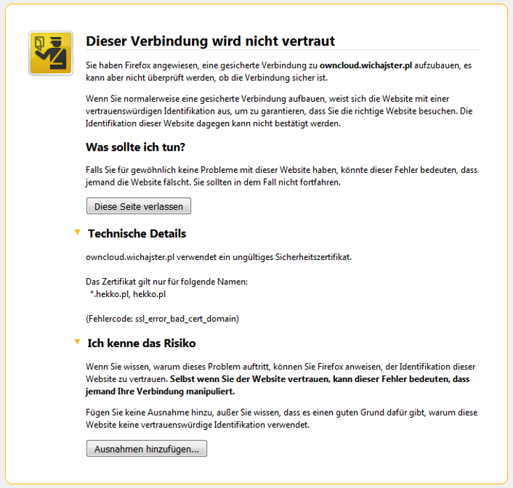 SSL-Warnung